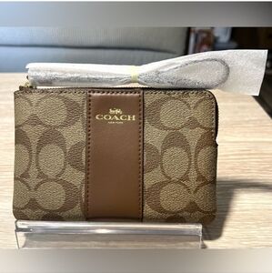 Coach Tan and Brown Small Wristlet NWOT